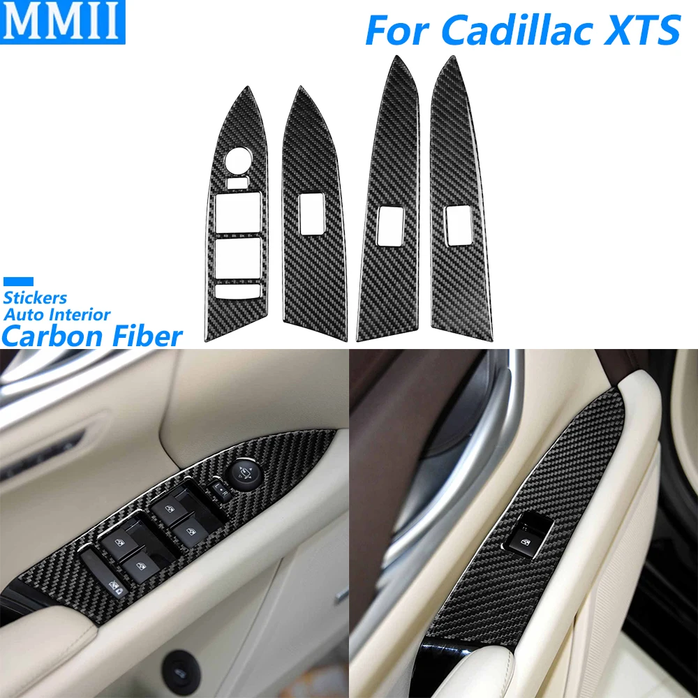 

For Cadillac XTS 2013-2019 Carbon Fiber Window Lift Switch Control Panel Trim Cover Car Interior Accessories Decoration Sticker