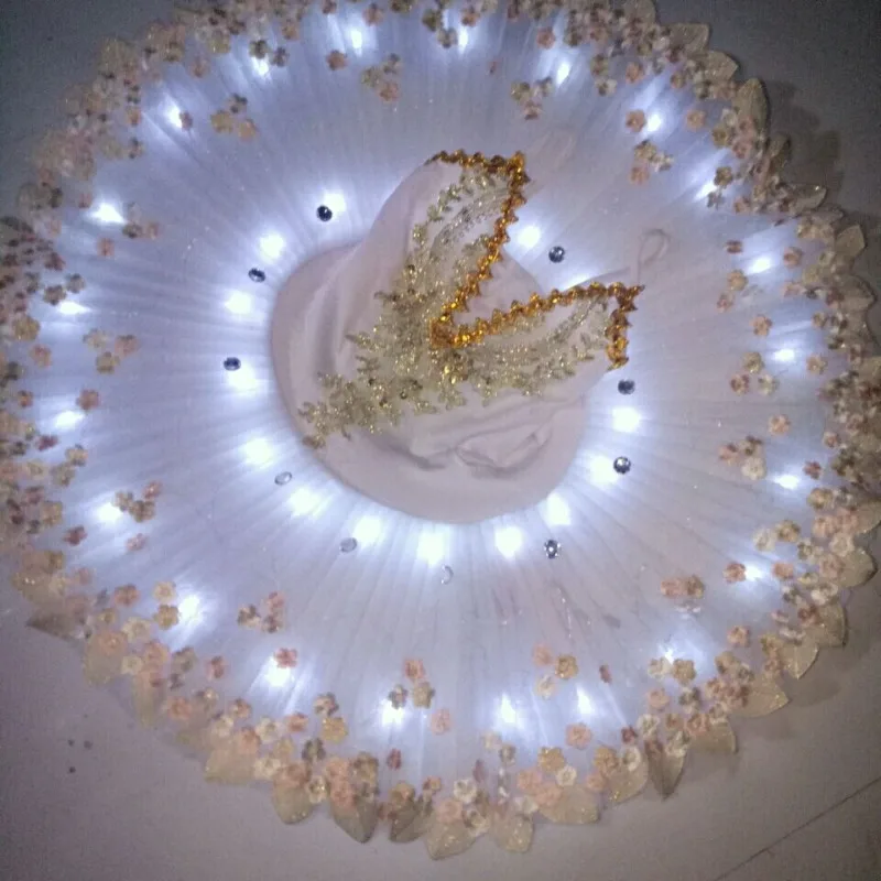 Saia tutu de balé que brilha no escuro, dança fluorescente, traje de recital, lago dos cisnes, vestido inchado, show de palco, pequeno dançarino