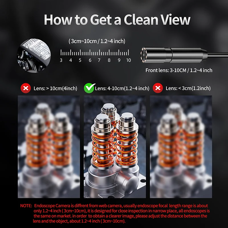Câmera endoscópica com luz 2 Polegada ips boroscópio câmera de esgoto com portátil ip67 à prova dip67 água cobra câmera para ferramentas masculinas