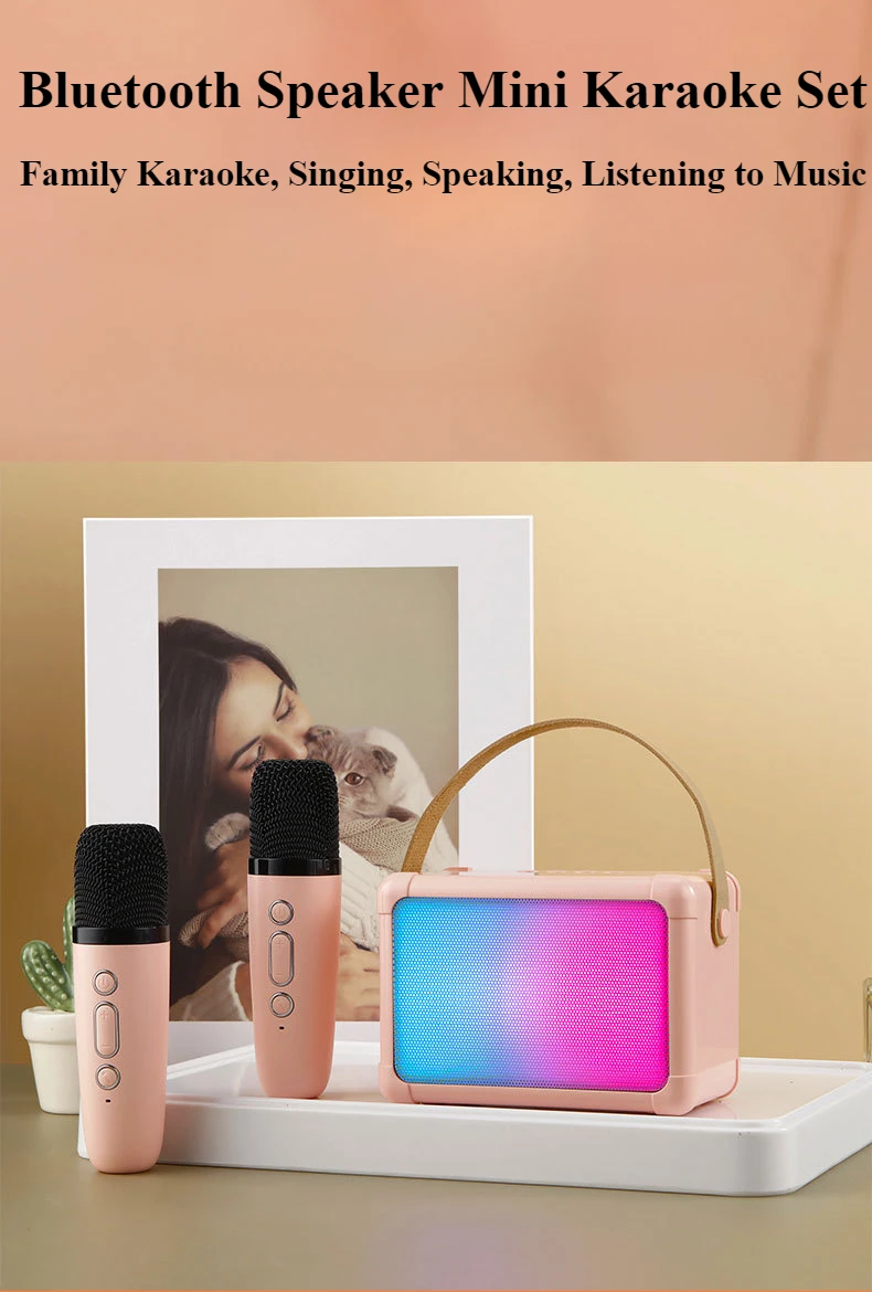 Draadloze Bluetooth-luidspreker Multifunctioneel met microfoon RGB draagbare muziekspeler Karaoke-machine voor kind thuiscadeau