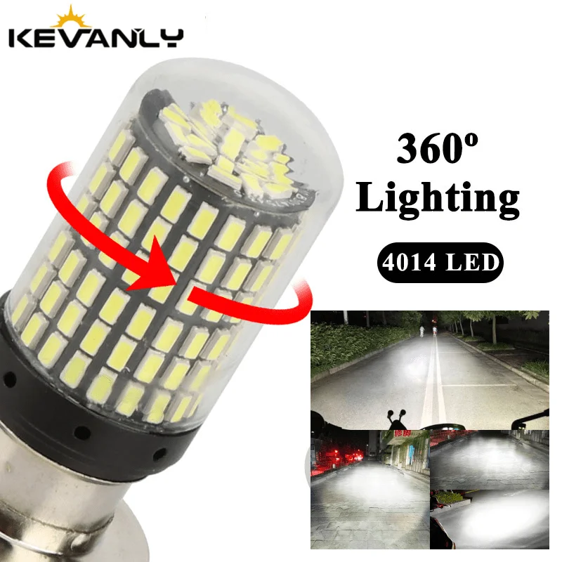 

1pc BA20D P15D Motorcycle Headlight H6M H4 4014 144SMD Bulb H6 LED Scooter Light Hi-Lo Beam Light Lamp Bulb Motorcycle Auxiliary