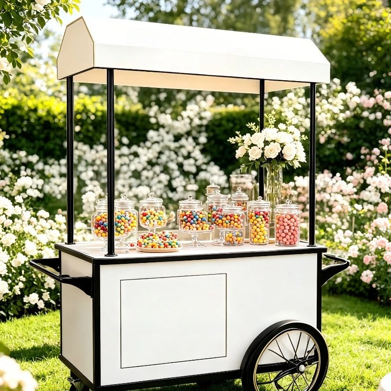 Portable metal food truck mobile coffee ice cream truck, candy snack rust-proof retro classic style