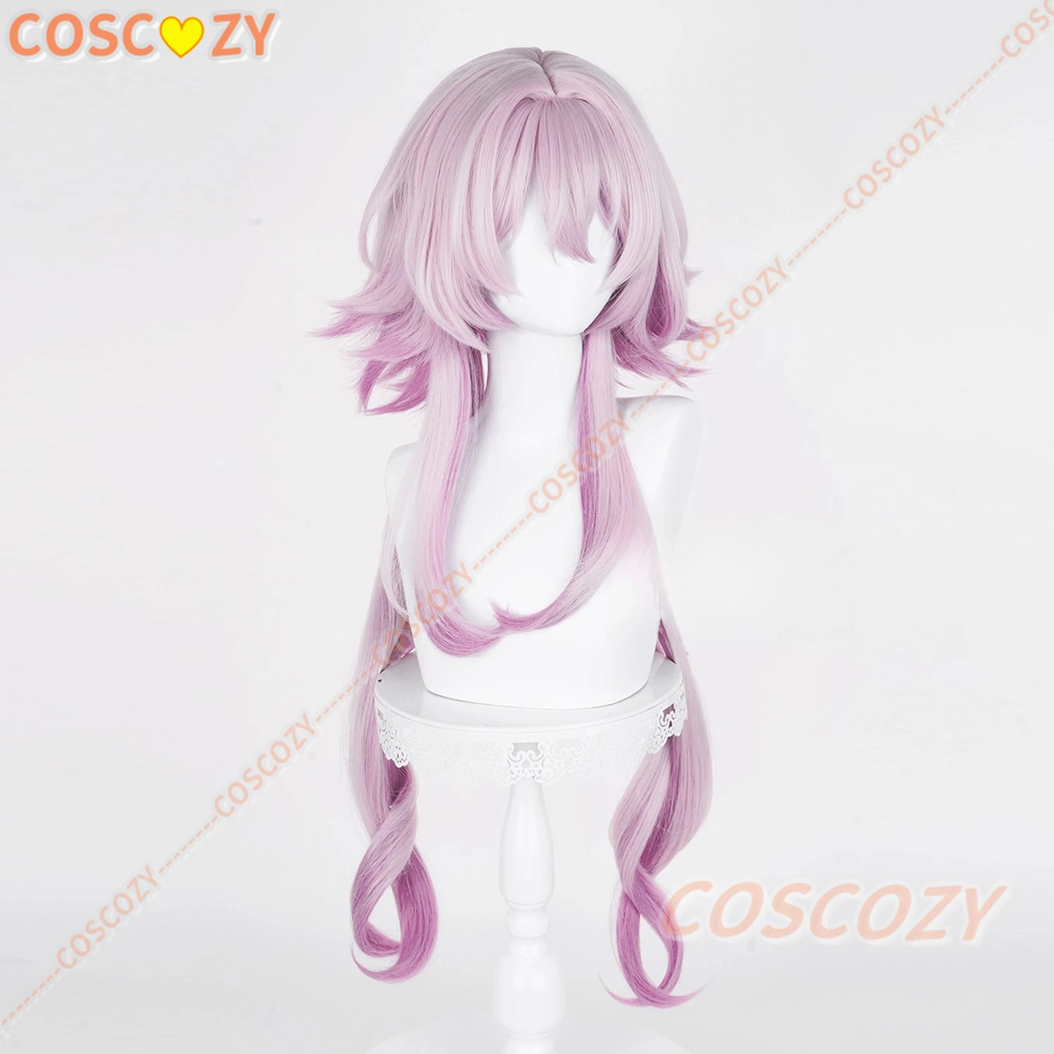 Hsr 7 de março o dia das bruxas peruca cosplay 100cm rosa roxo peruca resistente ao calor perucas sintéticas para halloween carnaval festa traje