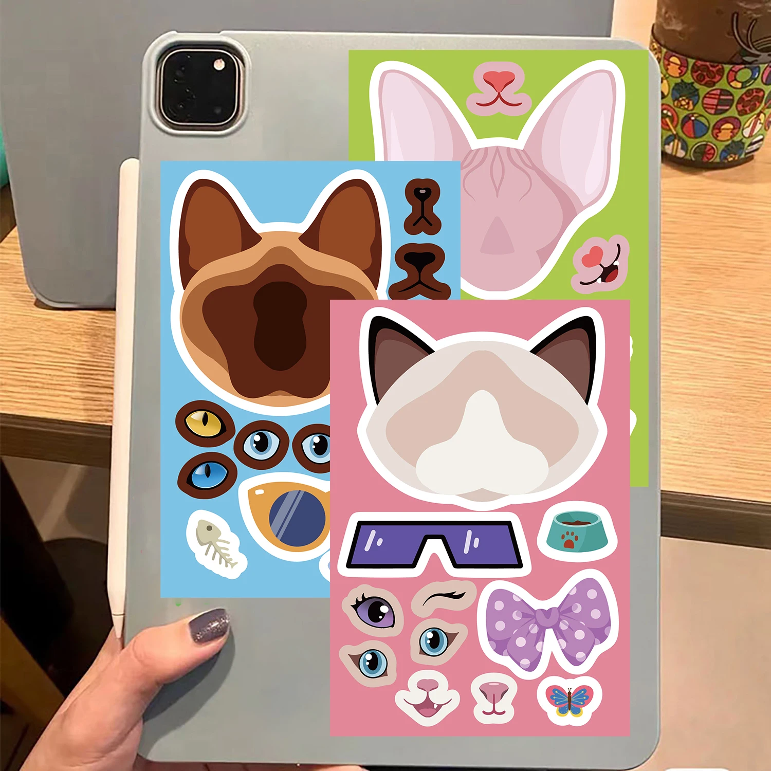 8 szt. Naklejek z kotami, motocyklami, estetyka Harajuku, artykuły papiernicze, na walizki, notatniki, kawę, retro, obrazy artystyczne, naklejki ścienne