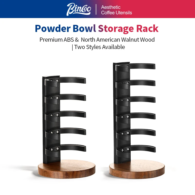 bincoo-espresso-filter-basket-holder-6-slots-coffee-portafilter-bowl-storage-rack-with-walnut-baseuniversal-for-51mm-54mm-58mm