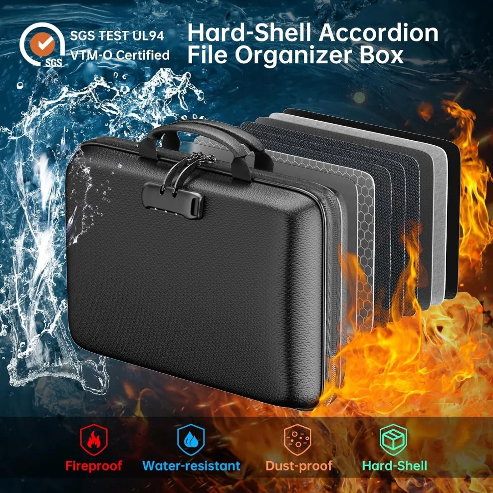 

Портативный безопасный ящик для хранения жесткий огнестойкий ящик для документов жесткий футляр легкий органайзер для документов для хранения документов дома