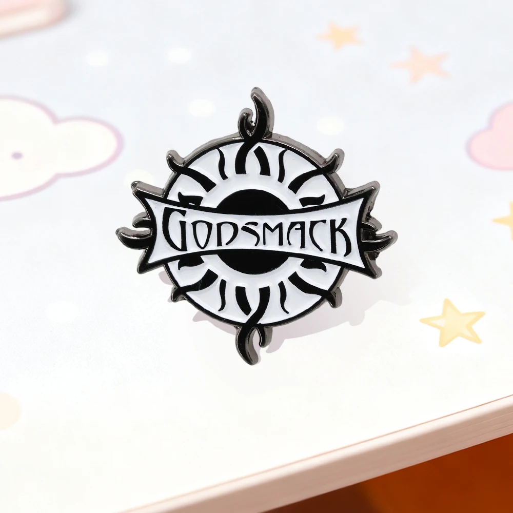 Godsmack Band-Brosche, Vintage-Rock-Stil, Emaille-Anstecker, schlichtes, schwarz-weiß gemustertes, rundes Abzeichen, für Fans, Sammlerstück, Accessoire, Geschenk. – Detail 4