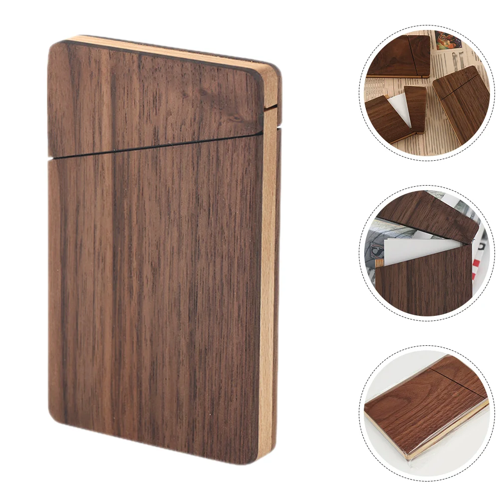 Portable Wooden Business Card Box Mens Office Accessories Holder for Pocket Case Women Men's Wallet