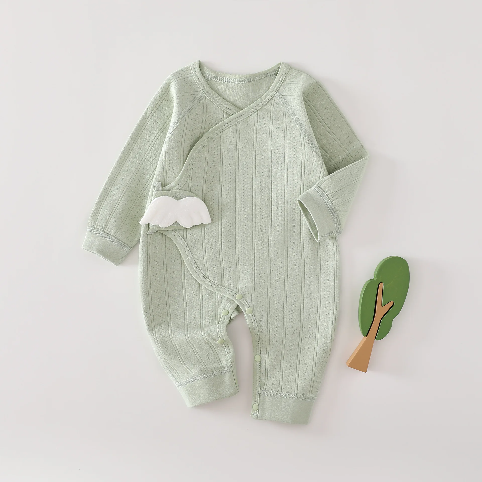 AYNIGIELL Spring and Autumn 0-6Months Baby Rompers Newborn Girls&Boys 100%Cotton Clothes Newborn Baby Solid Color Jumpsuit