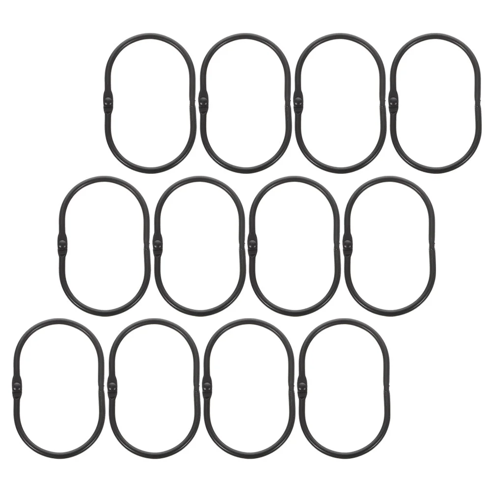 Curtain Buckle Rings Open Shower Hook Drapes Snap Closure Hooks Oval Rod Black Iron For