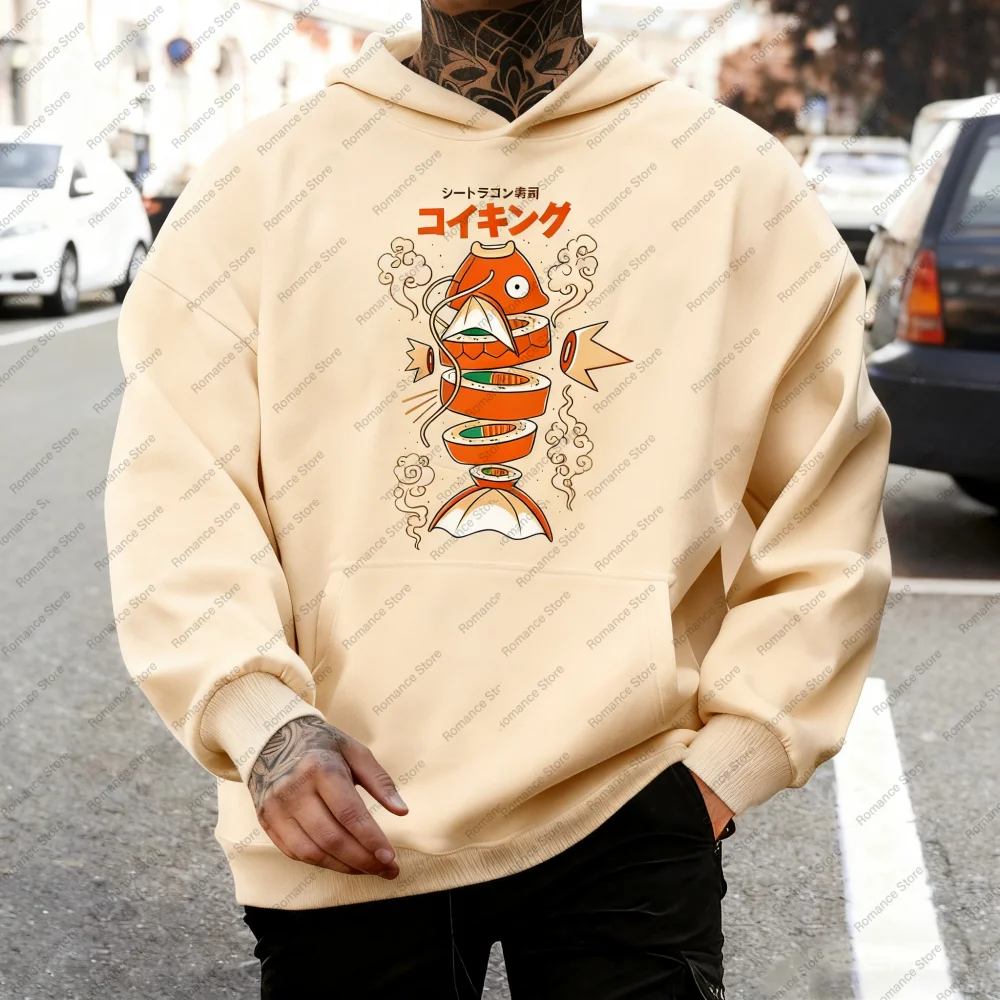 Japanese style Hoodie Pokémon King Carp Magikarp Sushi Sashimi Loose Autumn and winter Tops Men's Hoodies Women's Hoodies