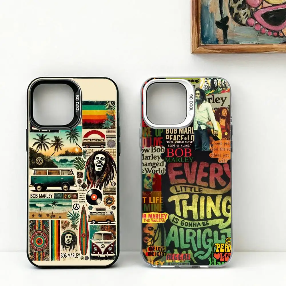 

Reggae Singer Bob M-Marleyes Phone Case For iPhone 17,16,15,14,13,12,11 Plus,Pro Max,XS,Colorful Silver Black Cover