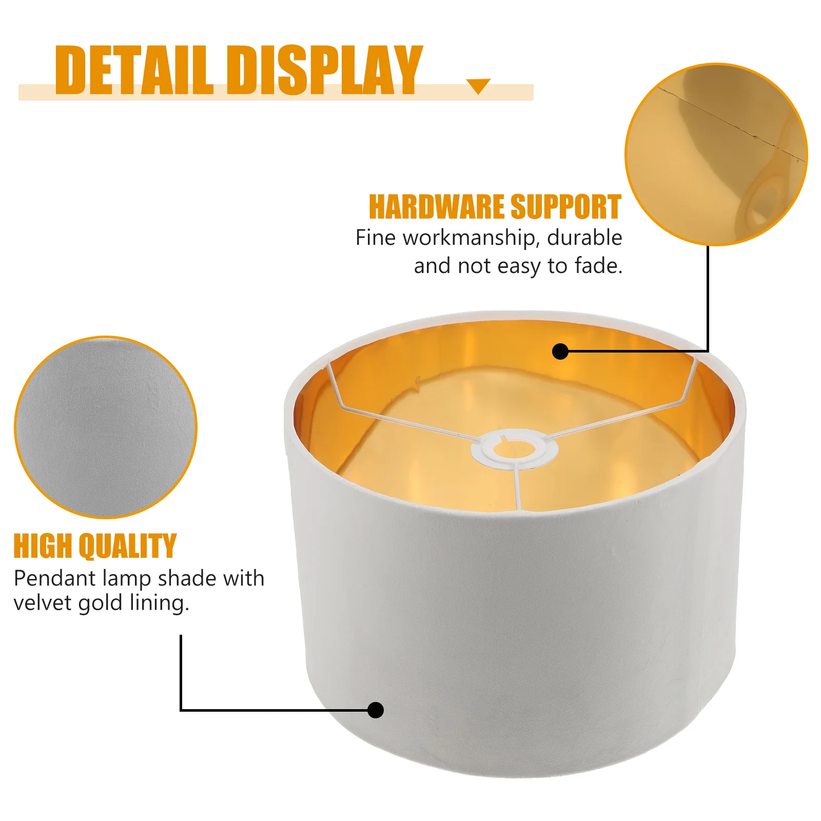 

Golden Lined Cloth Lampshade Simple Style Home Decor Household Light Accessory Exquisite Table Lamp Cover Bedroom Decorative