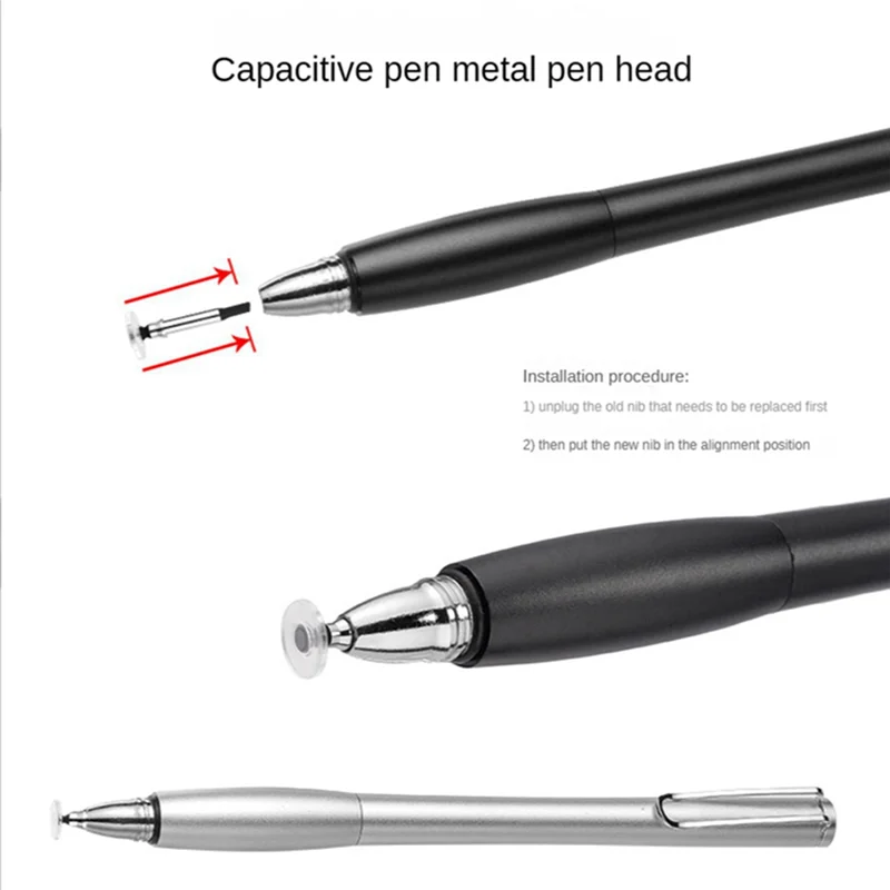 Mais novo 10 pçs universal caneta stylus disco transparente tela capacitiva caneta de toque substituição ponta desenho escrita nib lápis cabeça