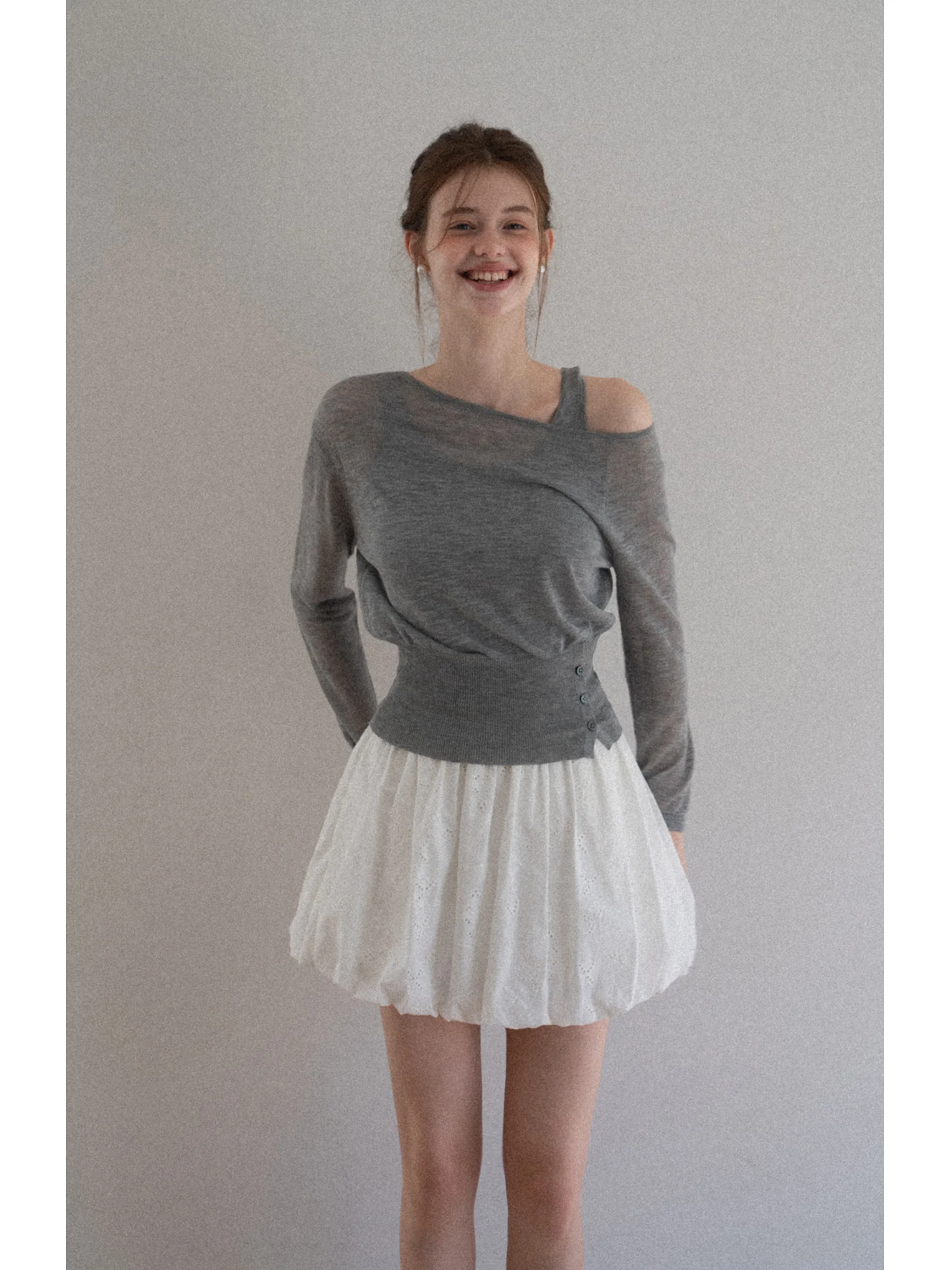 Eggka Gilet lavorato a maglia Top oulder Casual Sottile Lungo Sve Maglia Cover up Donna Inizio autunno Protezione solare Top per il tempo libero