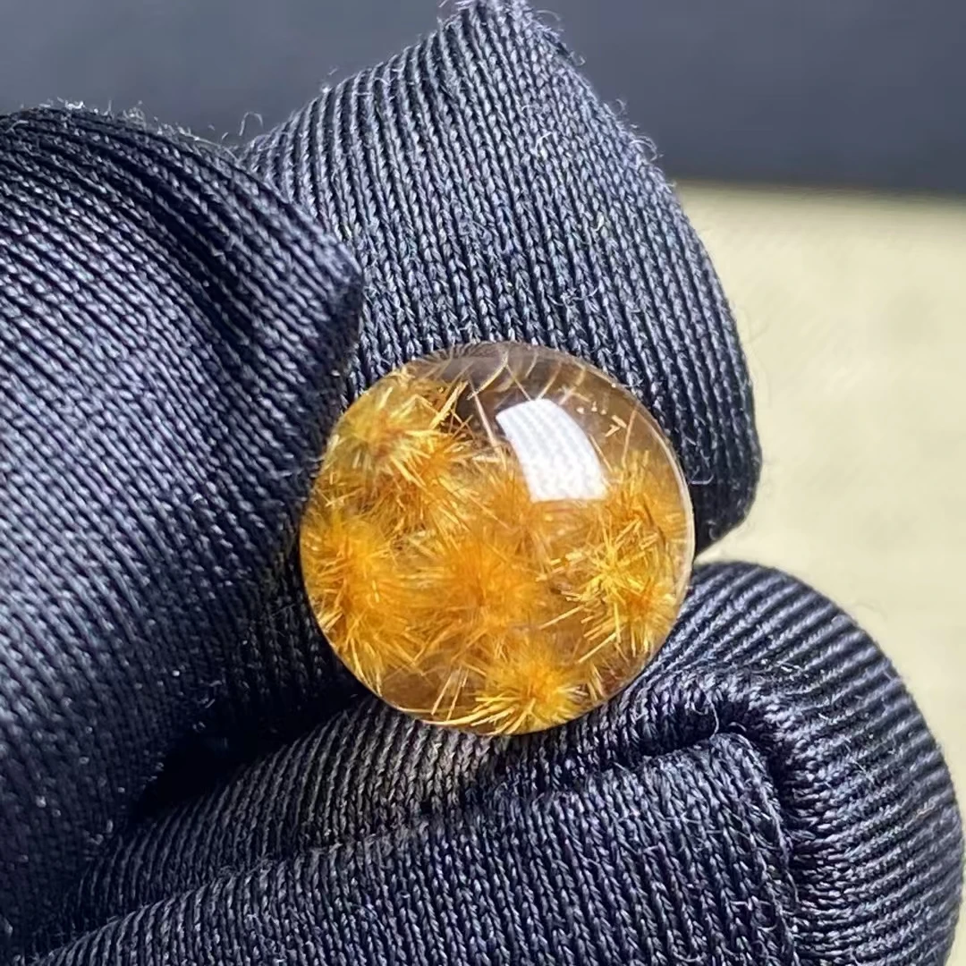 Natural Gold Rutilated Quartz Pendant Flower Rutilated Quartz Jewelry Ball 9.5mm Men Women Brazil AAAAAAA