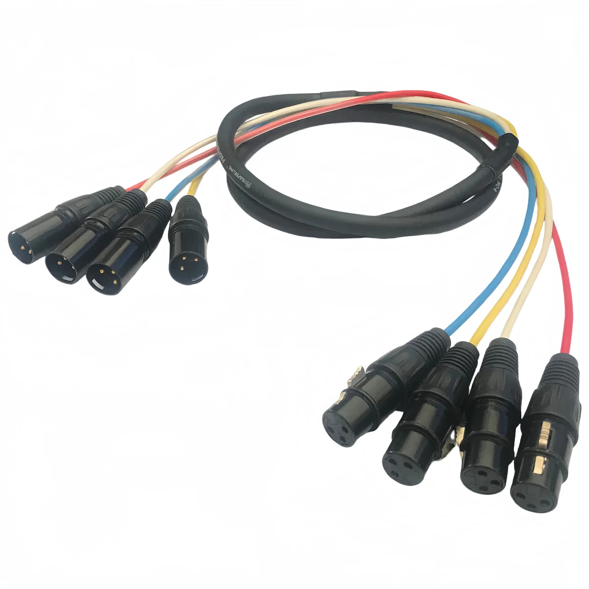 Professional 4-Channel Xlr Male-To-Female Audio Cable, 4-Channel Shielded Audio Cable with Xlr Male to Xlr Female Connectors, 4 Colors (White, Blue, Yellow, Red) for Easy Identification, Suitable for Professional Audio Systems That Require Reliable Signal Integrity and Multi-Channel Connectivity. 1.5m, 3m, 5m, 8m, 10m, 15m Are Available.