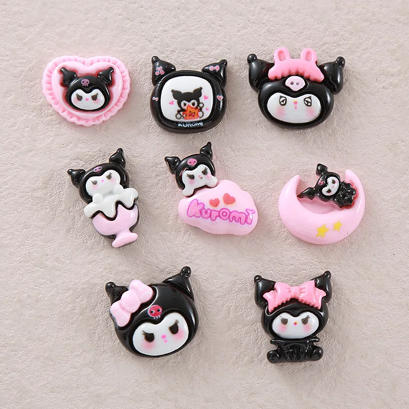 Glossy Black Kuromi Set Shoe Charm Cartoon Resin Decoration 