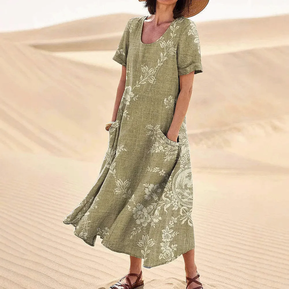 

Seaside vacation dress French loose print dress fashionable simple luxury temperament elegant high-end party dress