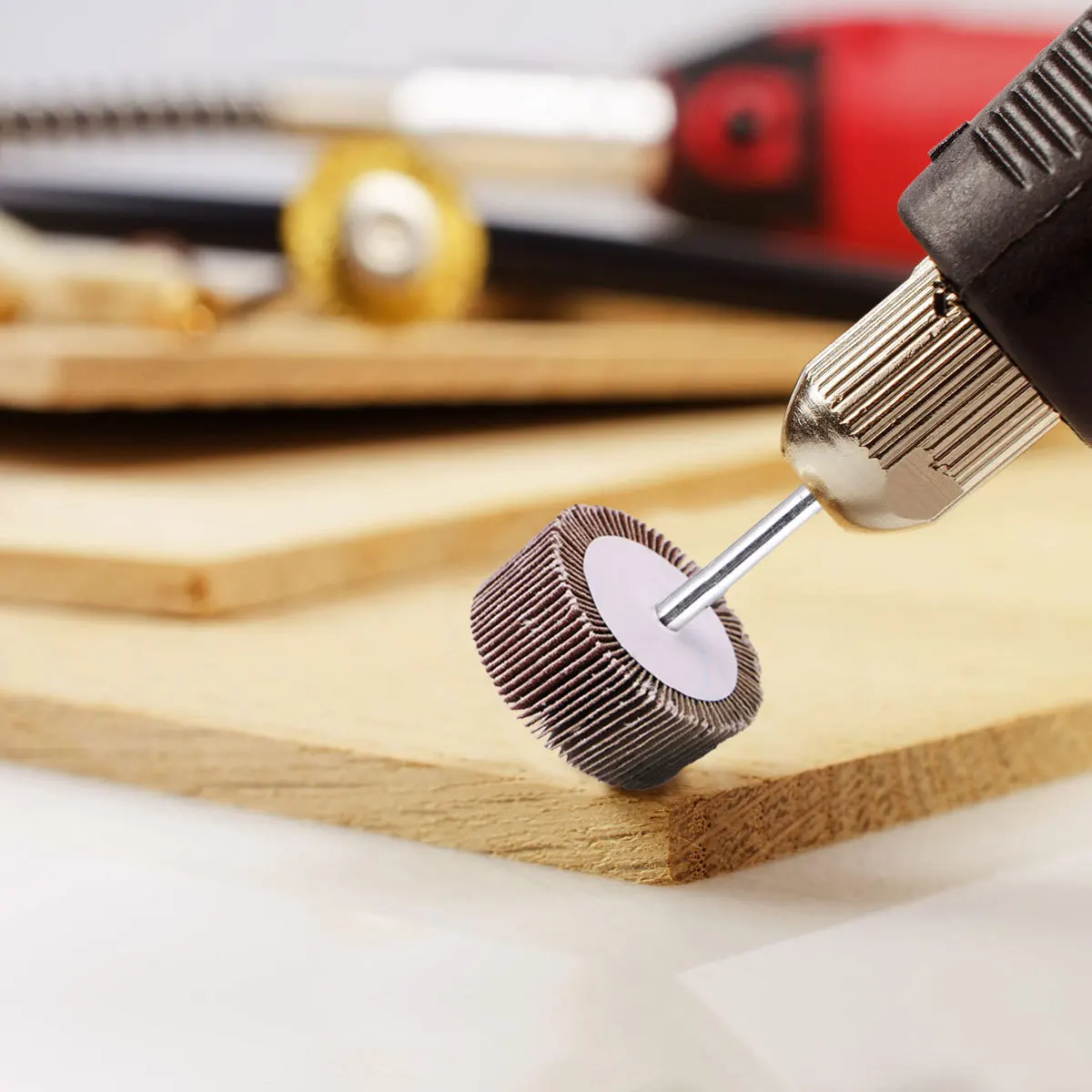 

10Pcs Polishing Grinding Heads Brown Corundum Durable Louver Sandpaper Wheels Handle Surface Roughing Repairing Derusting Wood