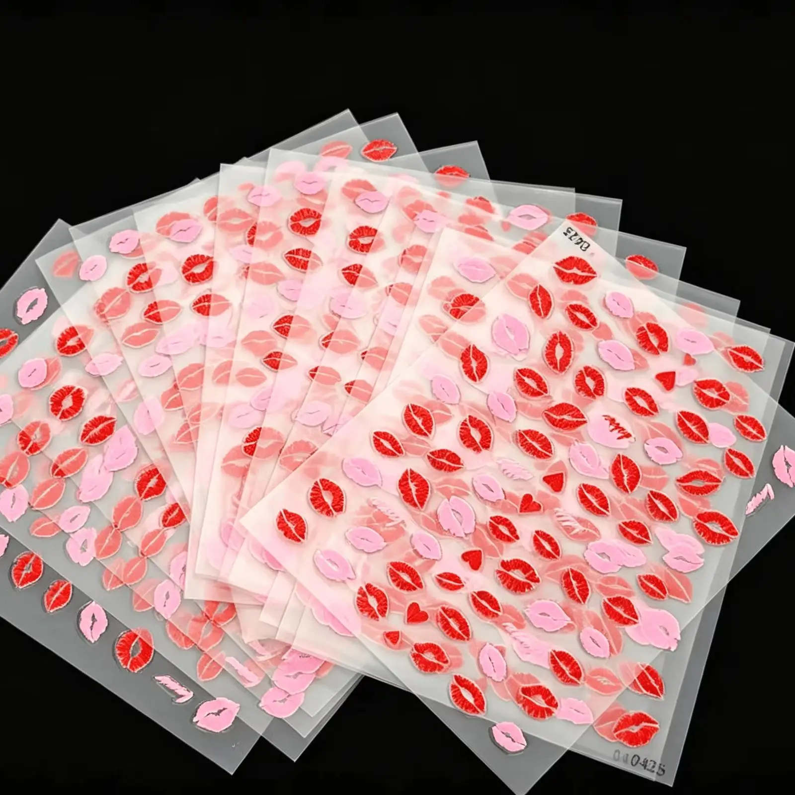 5D Embossed Lips Nail Stickers Sexy Lip Print Love Heart Letter Self-Adhesive Nail Decals Valentine Nail Art Decor