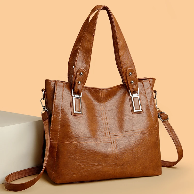 

2024 New Fashion Retro Women's Handbag High Quality Soft Leather Women Shoulder Bags Famous Luxury Designer Female Tote Bolsas