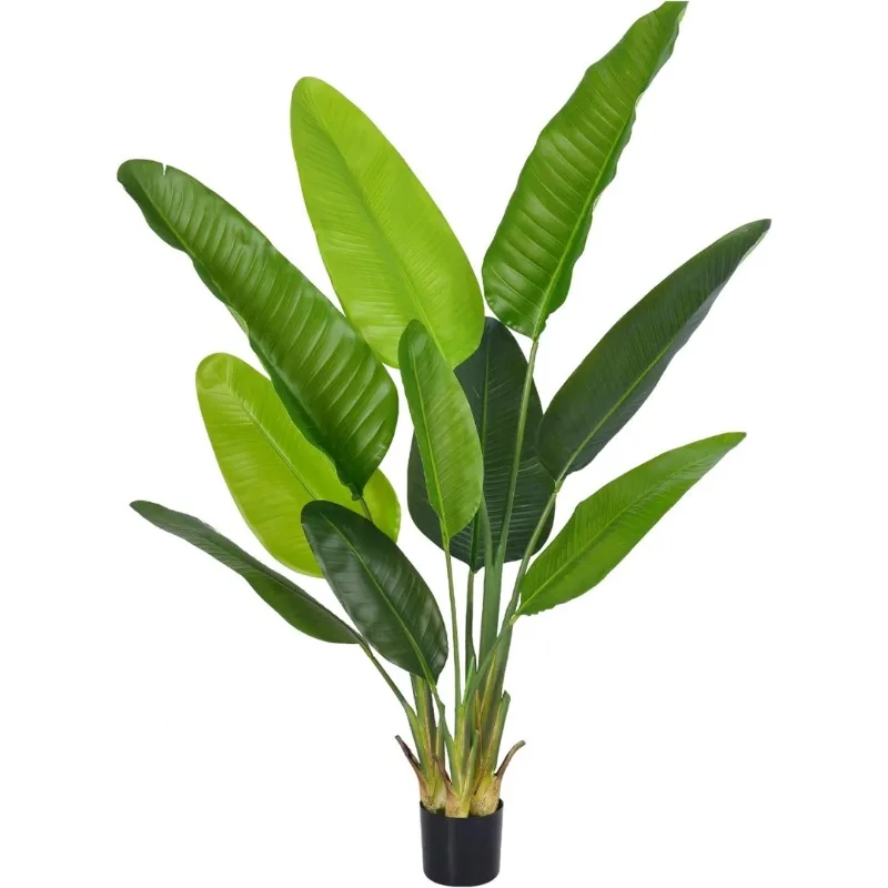 Artificial Bird of Paradise Plant, Fake Tree with Realistic Leaves and Durable pots, Adjustment-Free Branches Artificial Tree