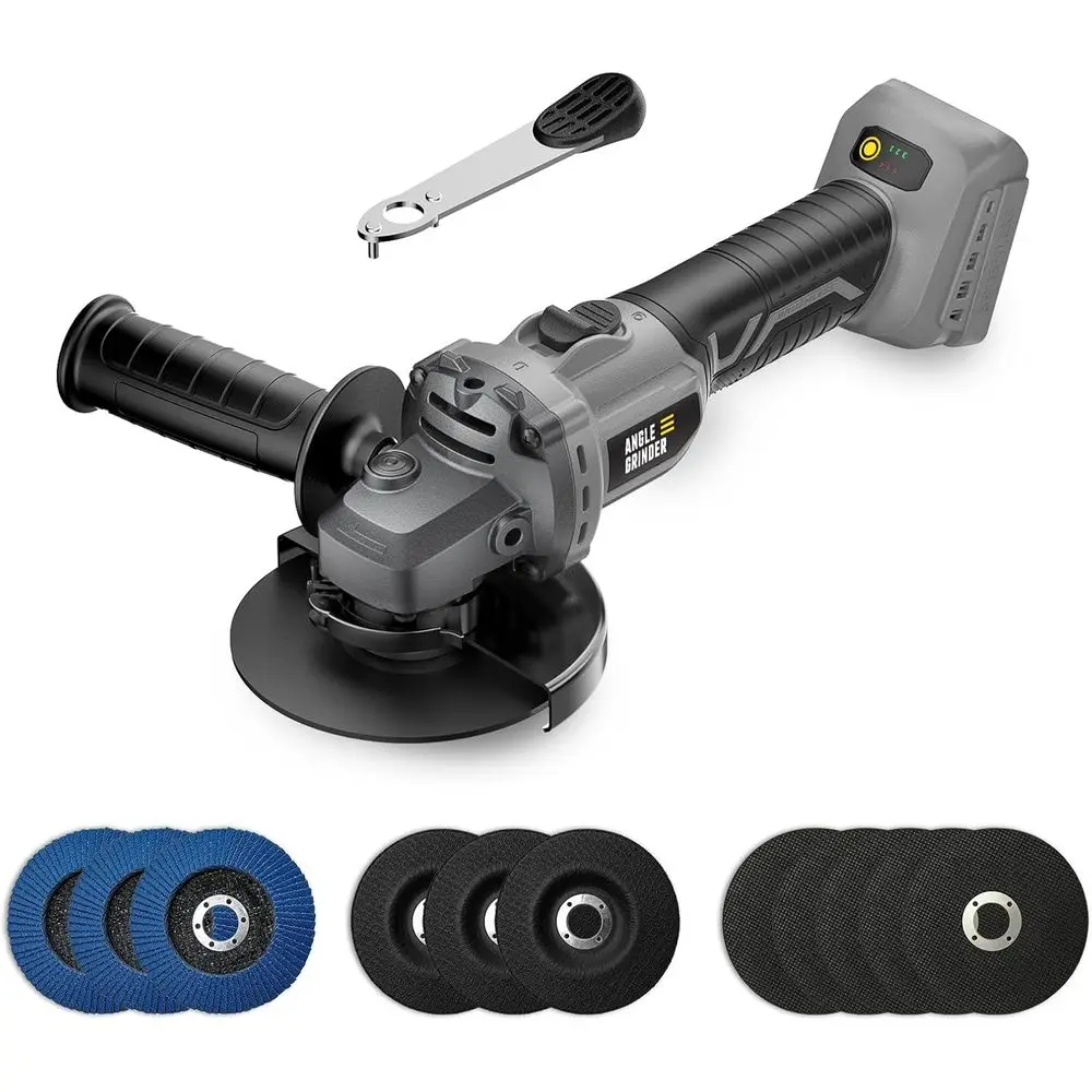 

20V Cordless 4-1/2 Angle Grinder with 5 Cutting Wheels, 3 Grinding Wheels, and 3 Lapping Discs