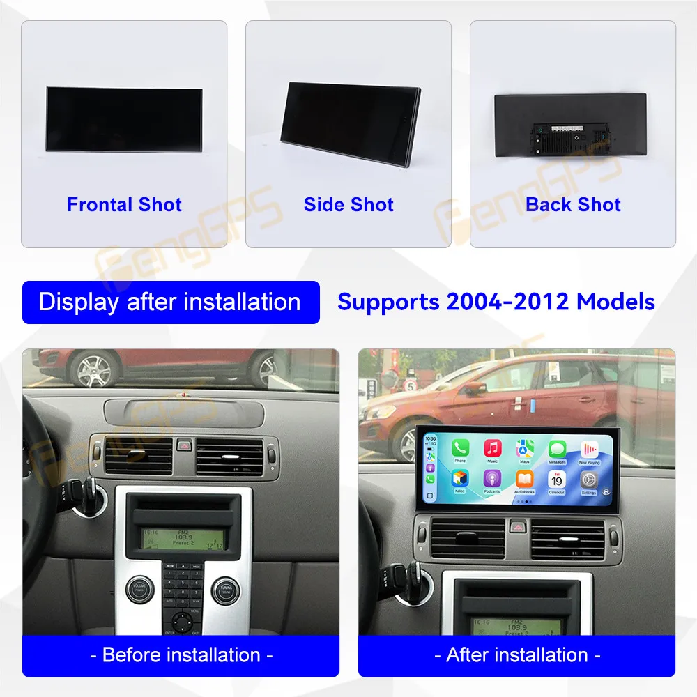 Radio de coche CarPlay Android 15 de 15,8 pulgadas para Volvo S40 2004-2012 reproductor Multimedia con pantalla táctil unidad principal de navegación GPS DSP Auto