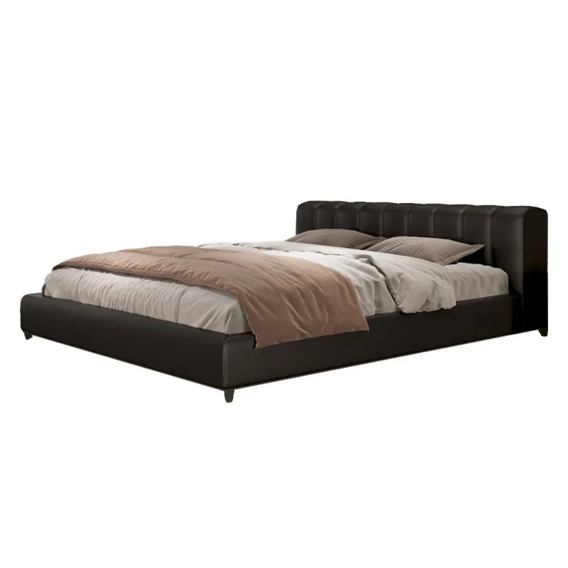 rr-2025 new multifunctional Italian minimalist double piano key  master bedroom first layer leather leather bedroom-