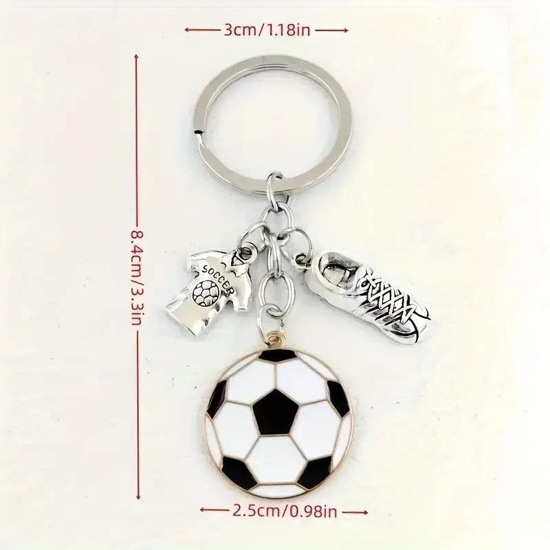 6/12 Stück Fußball-Schlüsselanhänger aus Zinklegierung Fußballschuhe Trikot Ball Anhänger Sport-Fans Team-Spirit Souvenir Themen-Schlüsselringe – Detail 6