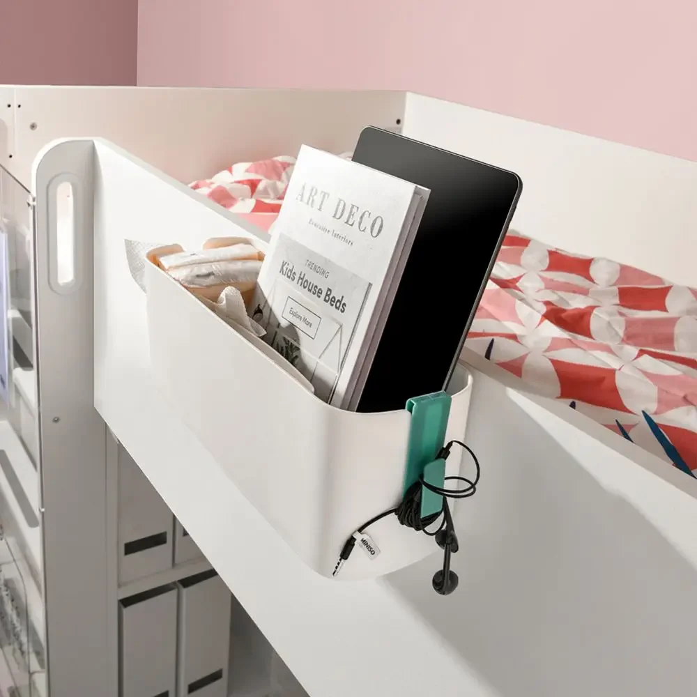 السرير البلاستيك تخزين العلبة سلة معلقة أشتات المنظم حامل الصندوق الرف لغرفة النوم سرير بيبي سلة تخزين معلقة #