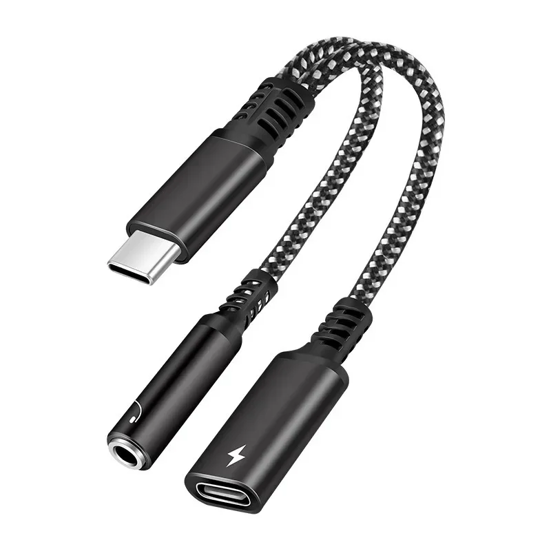 1pcs 2in1 Type C To 3.5mm Headphone Jack Adapter Type C PD 60W Charge Audio Aux Adaptor For  Samsung S23 Ultra