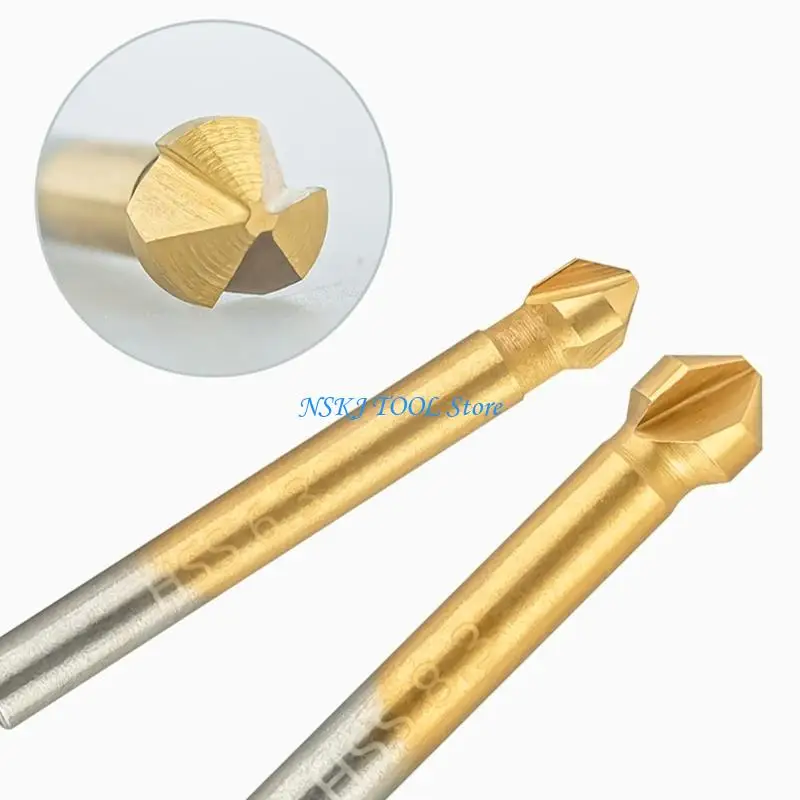 

L8RC 6/7Pcs Countersink Drill Bit Countersink Drill Bit Set HSS 3 Flute Countersink 90 Degree Center Chamfer End Mill