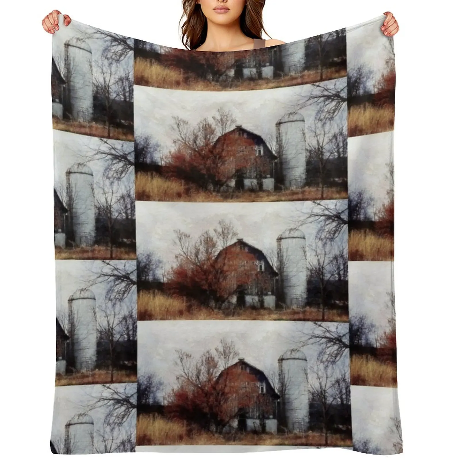

Autumn's last days - old barn and silo Throw Blanket Sofa Quilt Baby Cute Luxury Brand Blankets