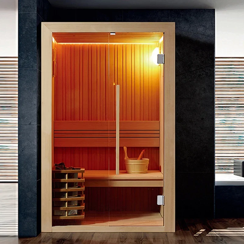 &c Modern Hemlock Solid Wood One Person Turkish Sauna with Computer Control Panel for Villa Use