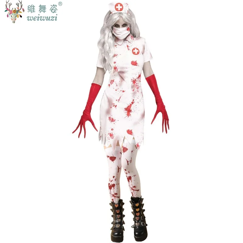 

Halloween Costume Horrible Bloody Adult Women Vampire Cosplay Costume Nurse Doctor Uniform Fancy Medical Theme Party Clothing