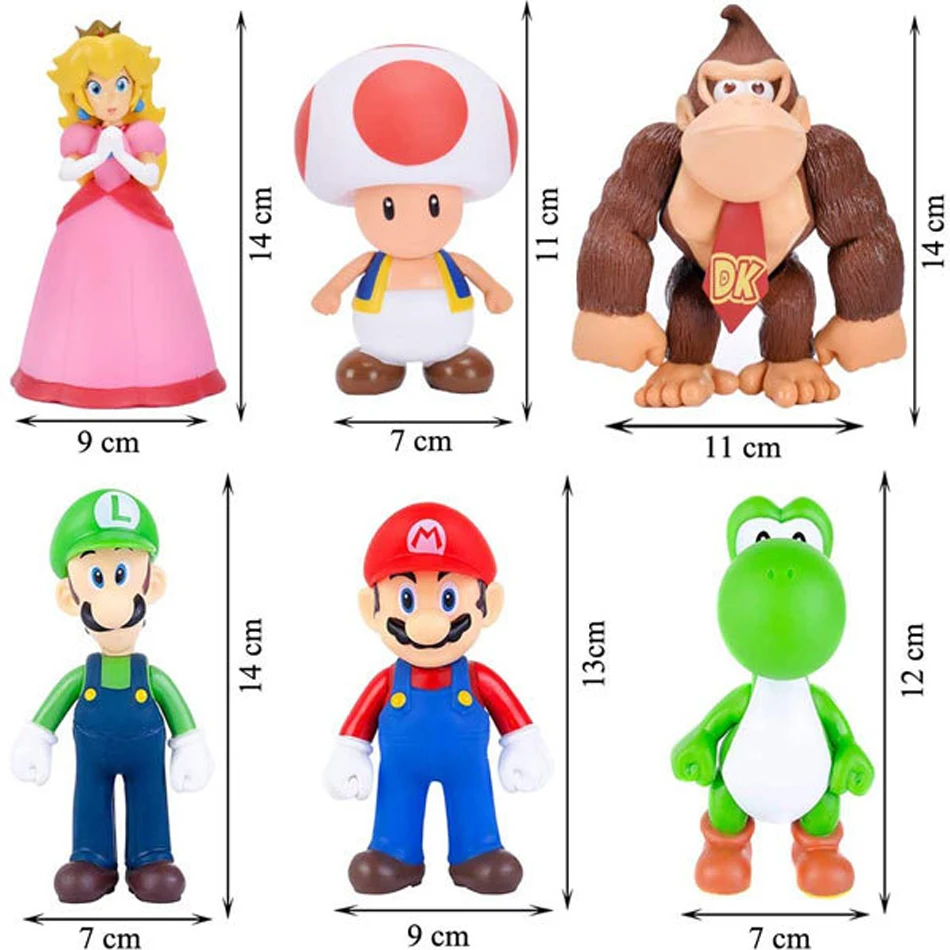 Game Super Mario Bros Cartoon Dolls Model Anime Figures Luigi Yoshi Mario Creative Collectible Model Toys for kids Birthday Gift