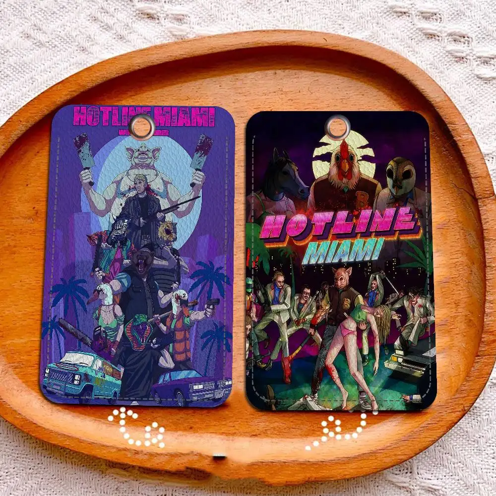 حامل بطاقة الوصول الكلاسيكي H-Hotline M-Miami Action Game Style PU مع سلسلة مفاتيح - حماية تنفيذية لبطاقة البنك والمترو الأنفاق #6