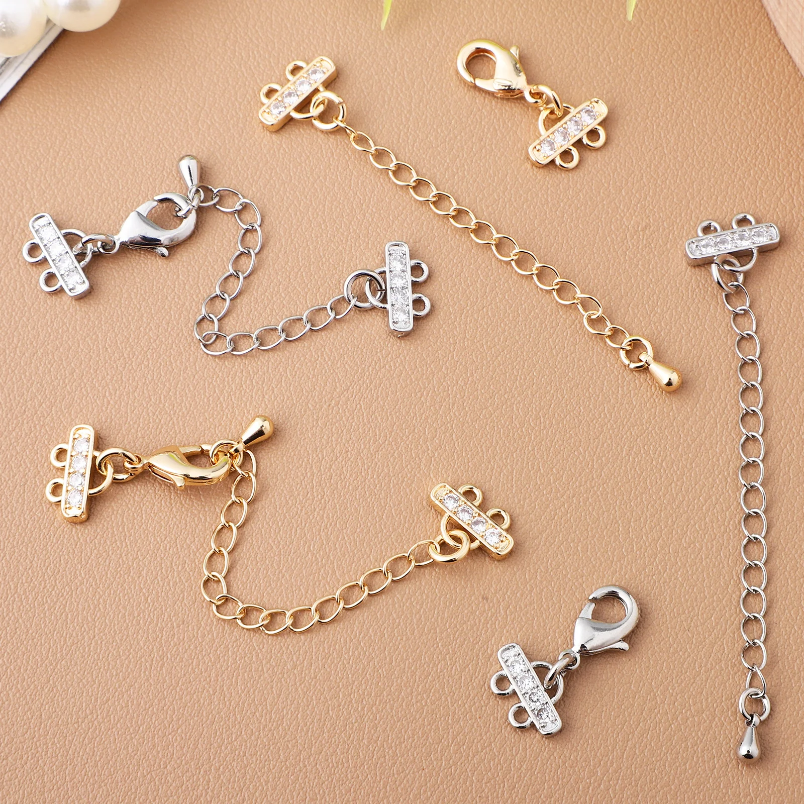 

10 шт., стильные циркониевые концы, удлинитель ожерелья, цепочка для самостоятельного изготовления ювелирных изделий, удлинитель ожерелья, цепочки для браслета «сделай сам»