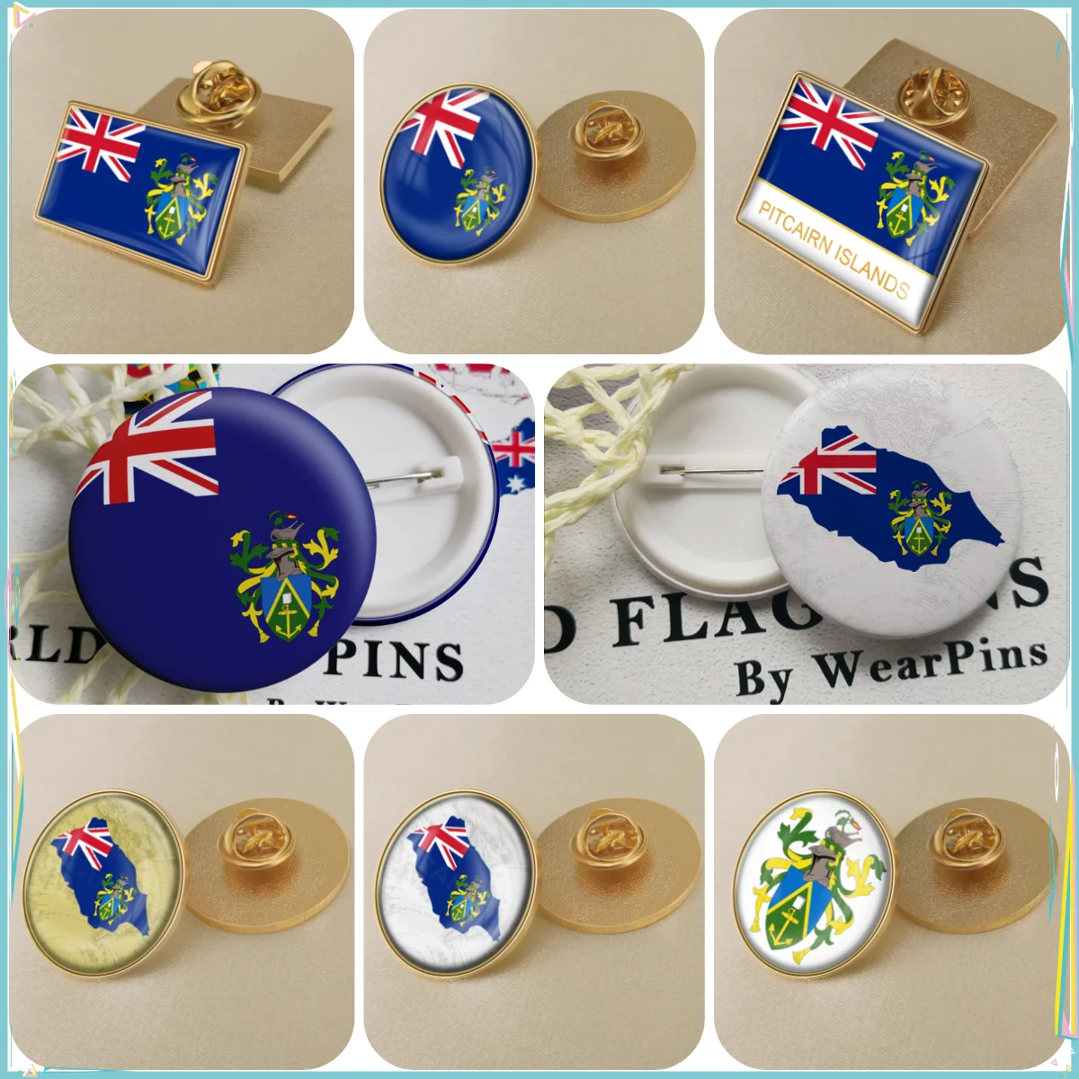 Pitcairn Islands Flag National Emblem Brooch Badges Lapel Pins