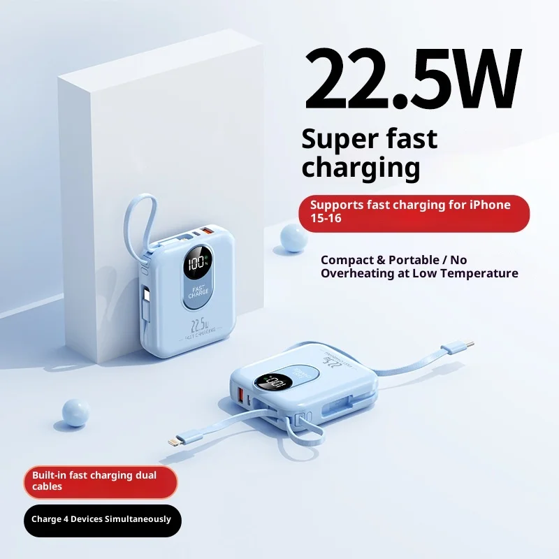 

New mini comes with cable 22.5W super fast charging power bank 20000 mAh mobile power supply mini solar powerbank