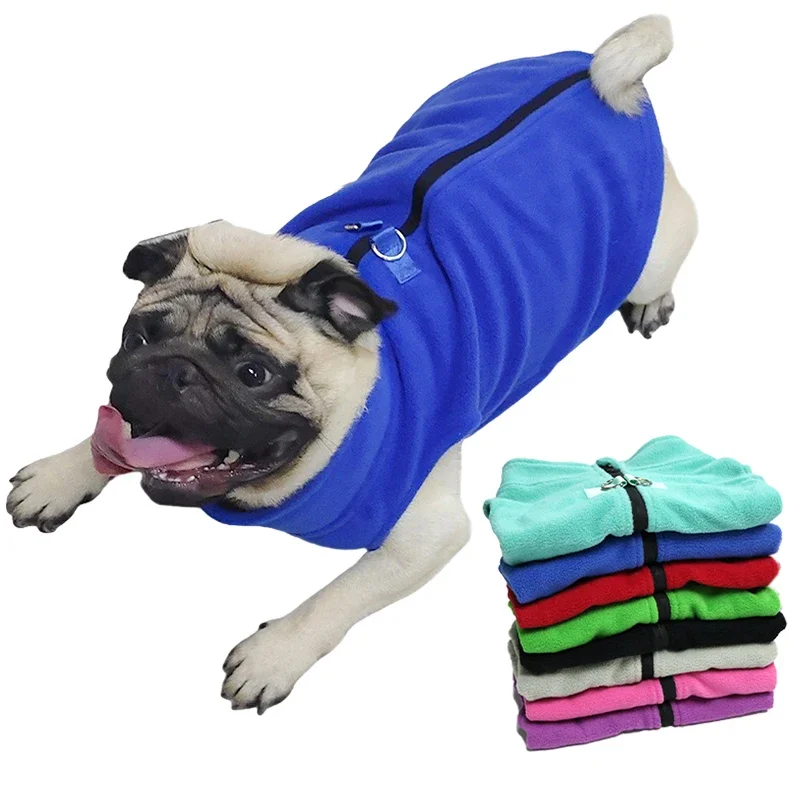 Winter new with D ring can pull warm pet polar fleece hoodie pug dogs and other small and medium-sized dog cat pet warm clothing