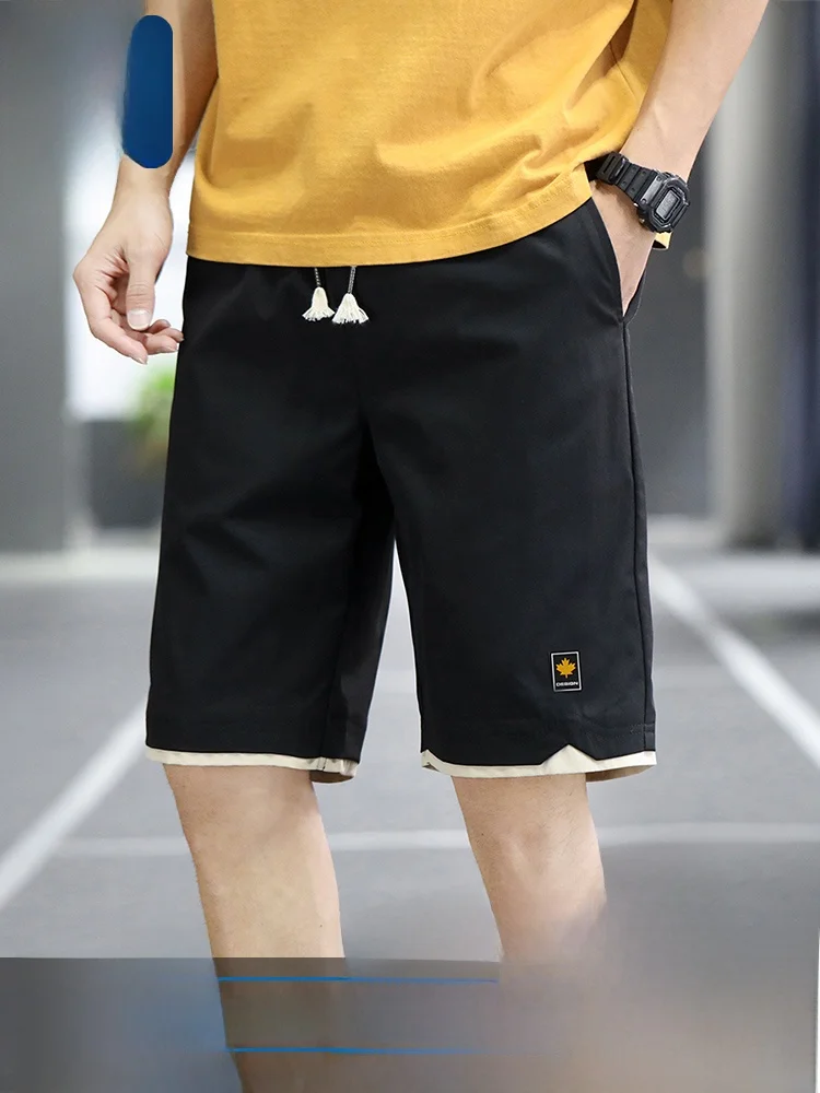 

Paul Men's Summer Loose Large Size Ice Silk Straight Leg Beach Pants Thin Casual Five-Quarter Length orts Youth Leisure