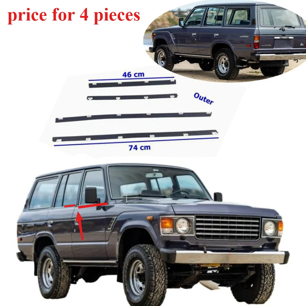 68210-90A02 Moulding Belt Line Rubber Seal for Toyota Land Cruiser FJ60 4 Pieces 1 Set Outside