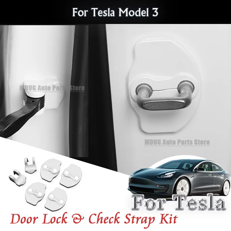 For Model 3 2018 2019 2020 2021 2022 2023 Car Door Lock Latch Protective Cover High Gloss Striker Check Strap Kit Decoration