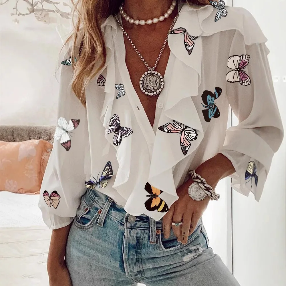 

Women Summer Splicing Blouses Shirts Lady Casual Short Batwing Sleeve V-Neck Printed Blouse Holiday Tops Blusas