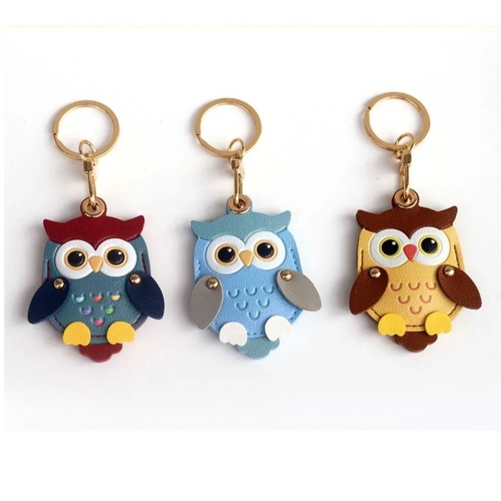Cartoon Owl Charm Cartoon Owl Keychain Faux Leather PU Leather Card Holder Keychain Anti-scratch 2 in 1 Holder view 5