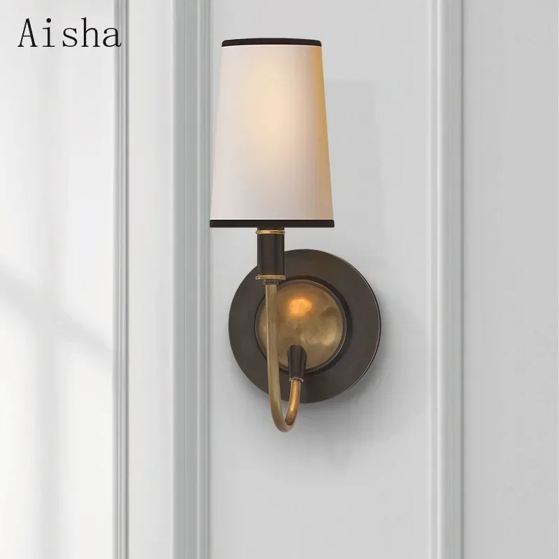 American Copper Wall Lamp Luxury Creative Dining Room Bedroom Bedside Sconces for Home Design Modern  Living Room Wall Light