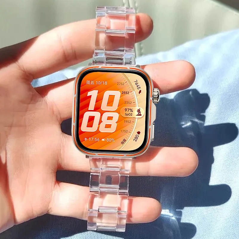 Colorful Transparent Watchband For Huawei Watch Fit 5 Pro Clean Resin Strap For Huawei Fit5 Fit4 4Pro Fit3 Band Fashion Bracelet
